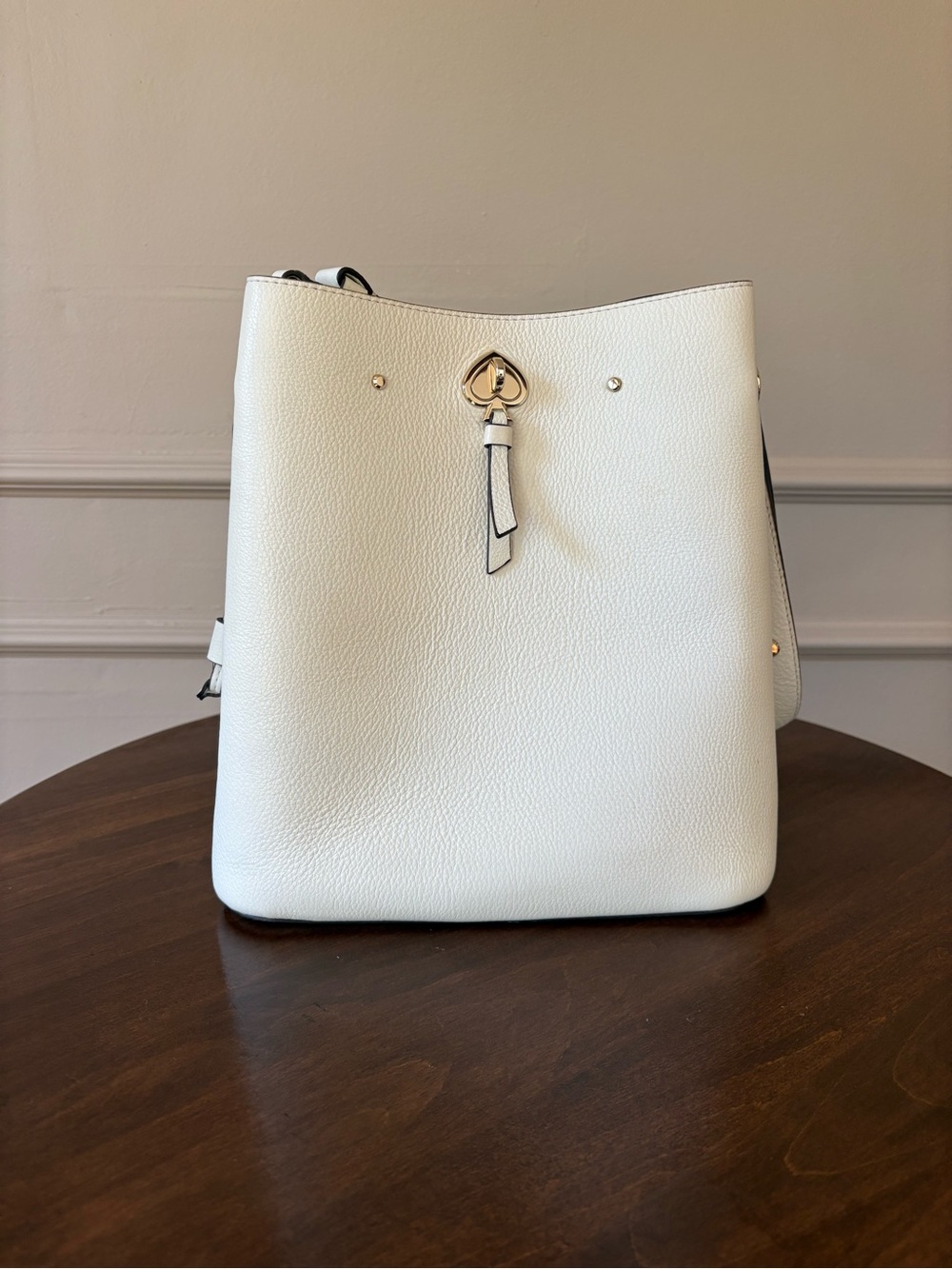 kate spade Cream Pebbled Leather Bucket Shoulder Bag with Tassel